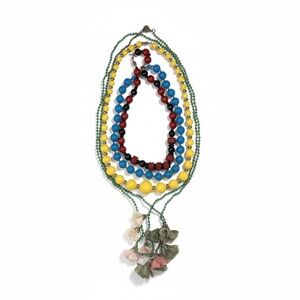 Vintage Red, Black, Yellow, and Blue Necklaces with Rhinestones